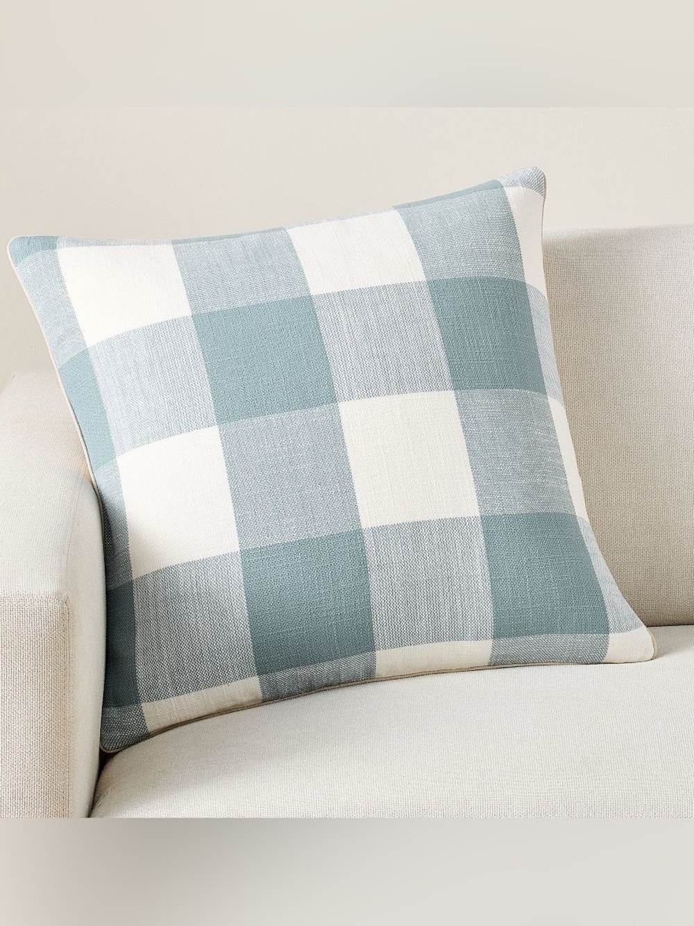 New Pottery Barn Sawyer Check Plaid Pillow Cover, Chambray Blue, 22”